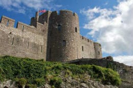 Pembroke Castle with beautiful blue skies