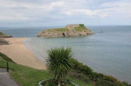 View overlooking beach and St Catherine's Island