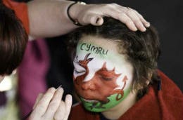 Welsh flag face painting for St David's Day