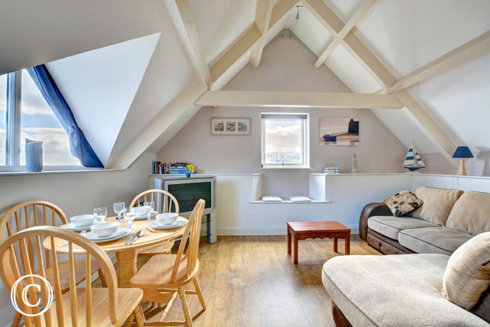 Lounge and dining area Lounge kitchen diner with pull down double bed.