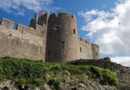 Pembroke Castle with beautiful blue skies