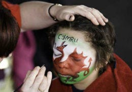 Welsh flag face painting for St David's Day