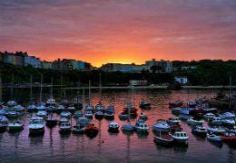 Tenby Harbour at sunset