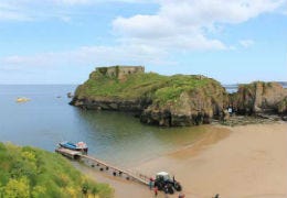 Tenby Island sitting in the beautiful blue sea